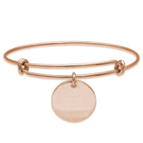 Sterling Silver Plated Adjustable Bangle with Polished Round Disc Charm