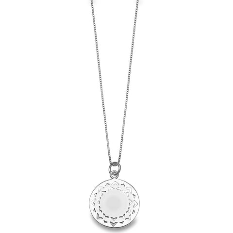 Sterling Silver Polished and Cut Out Round Pendant