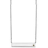 Polished Engravable Tag with CZ on Cable Chain Necklace
